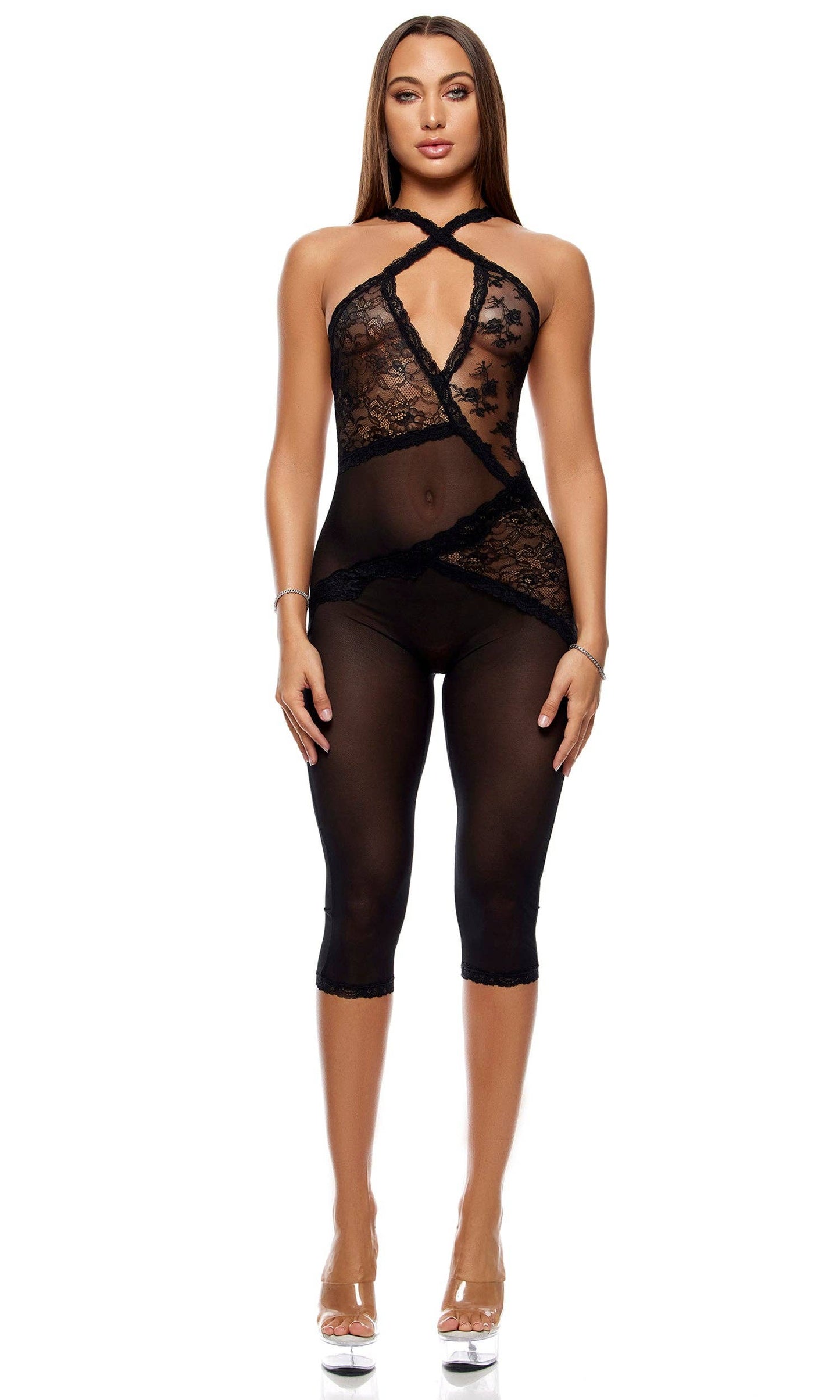 Patch of Petals Lace Capri Catsuit