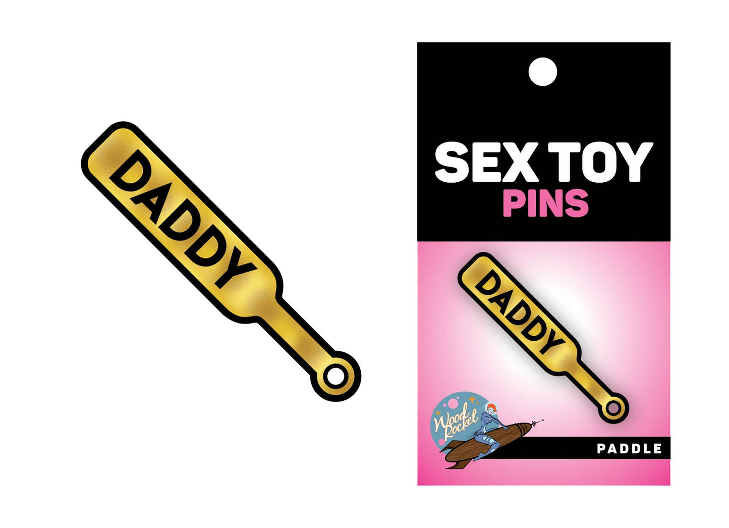 Daddy Paddle Enamel Pin, EPT-009: Black, Gold
