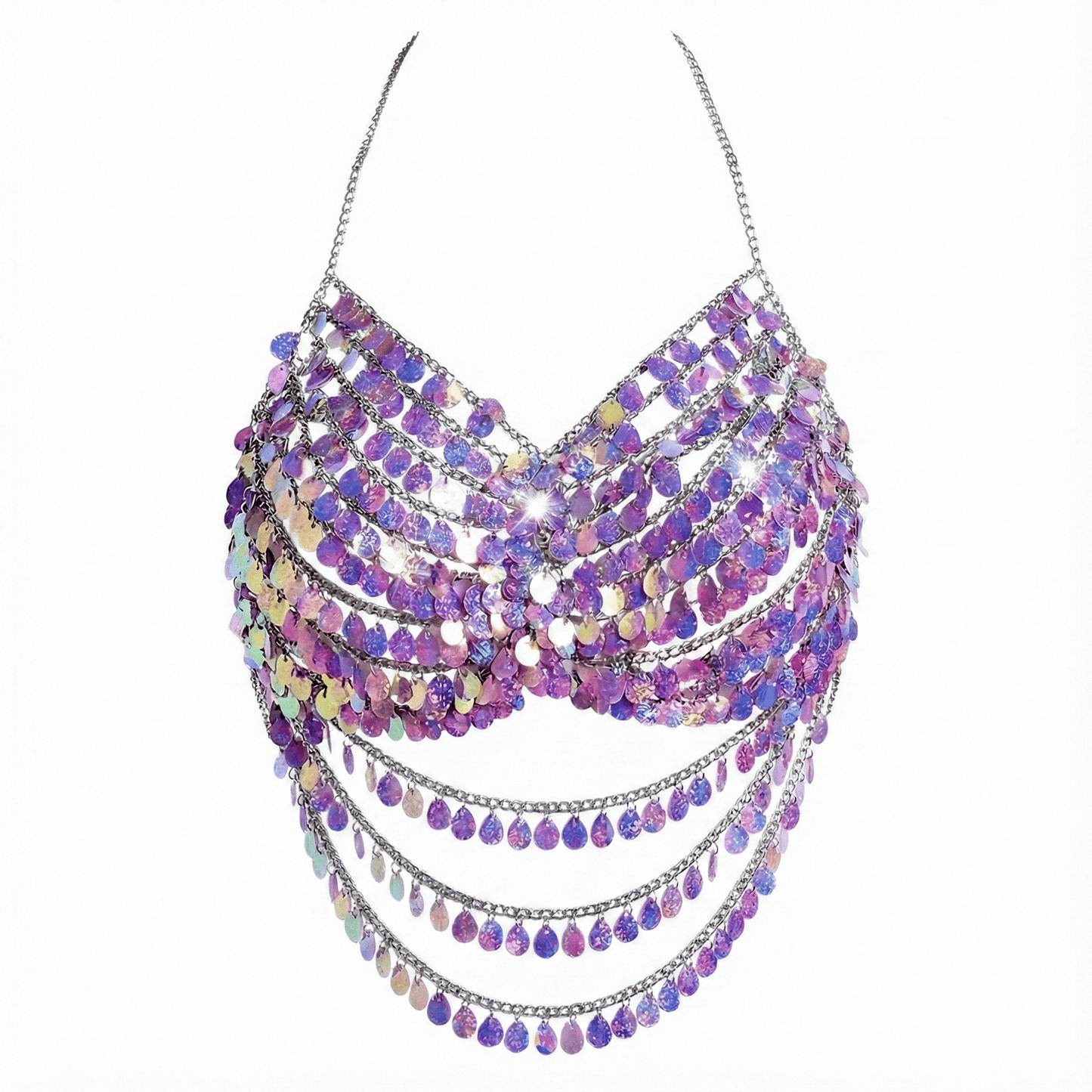 Purple Siren Shell Holographic Carnival Top: Purple Color / O/S