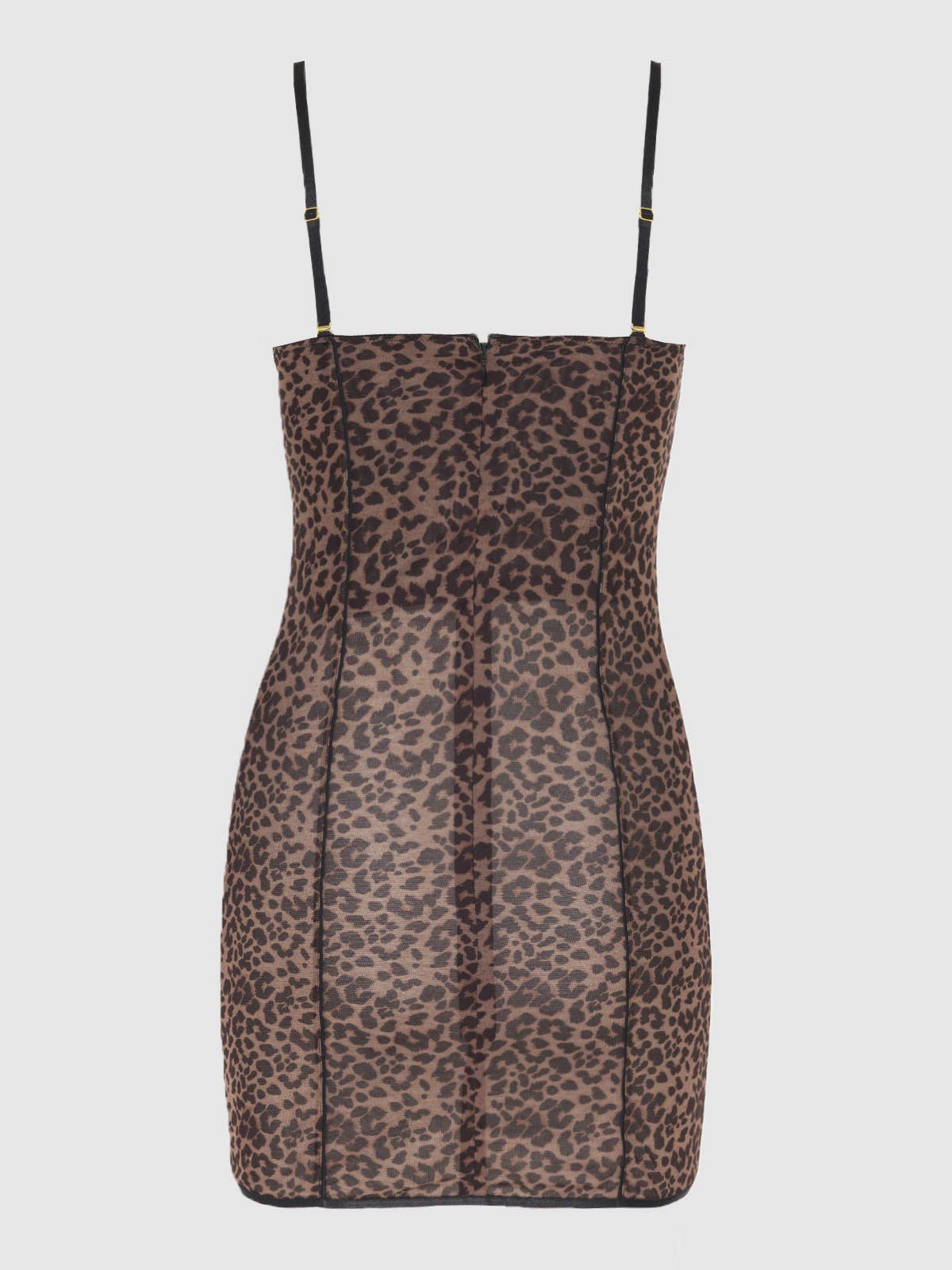 CHANTAL MESH CHEMISE & G-STRING SET: LEOPARD