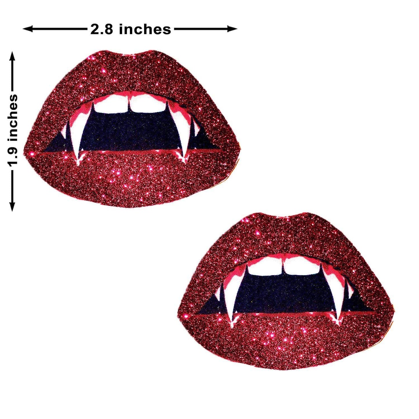 Vampire Fang Red Glitter Lip Blacklight Nipple Cover Pasties: Red / O/S