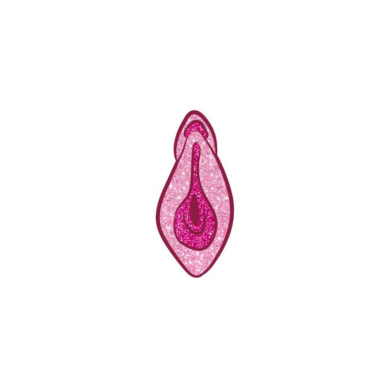 Vulva Enamel Pin, WRP-007: Pink Glitter