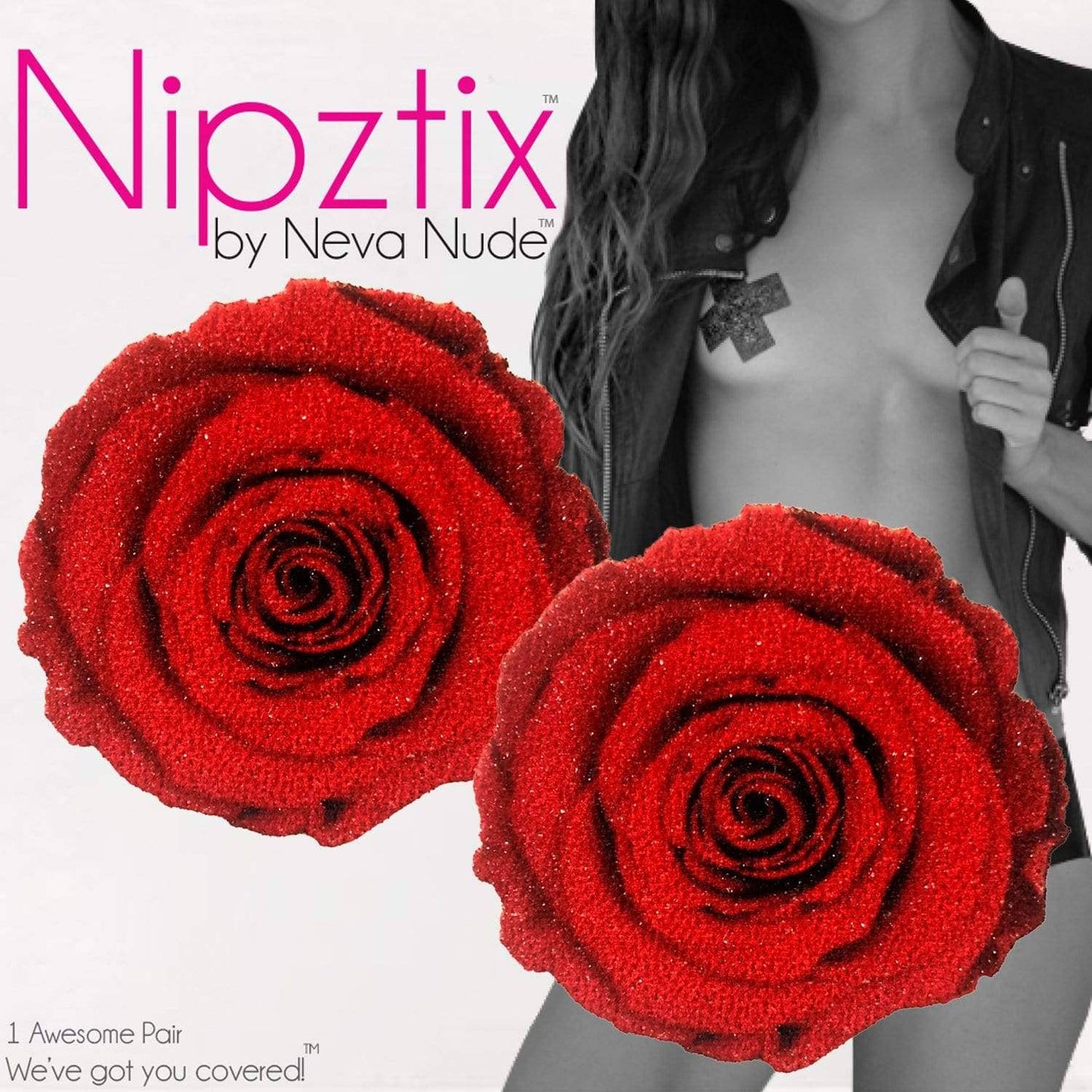 Freaking Awesome Roses Are Red Nipple Cover Pasties: Red / O/S