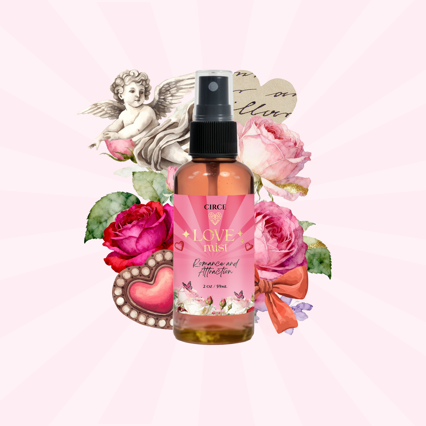 Love Mist – 2 oz Attraction & Heart Energy Spray | Rose & Jasmine - Wholesales