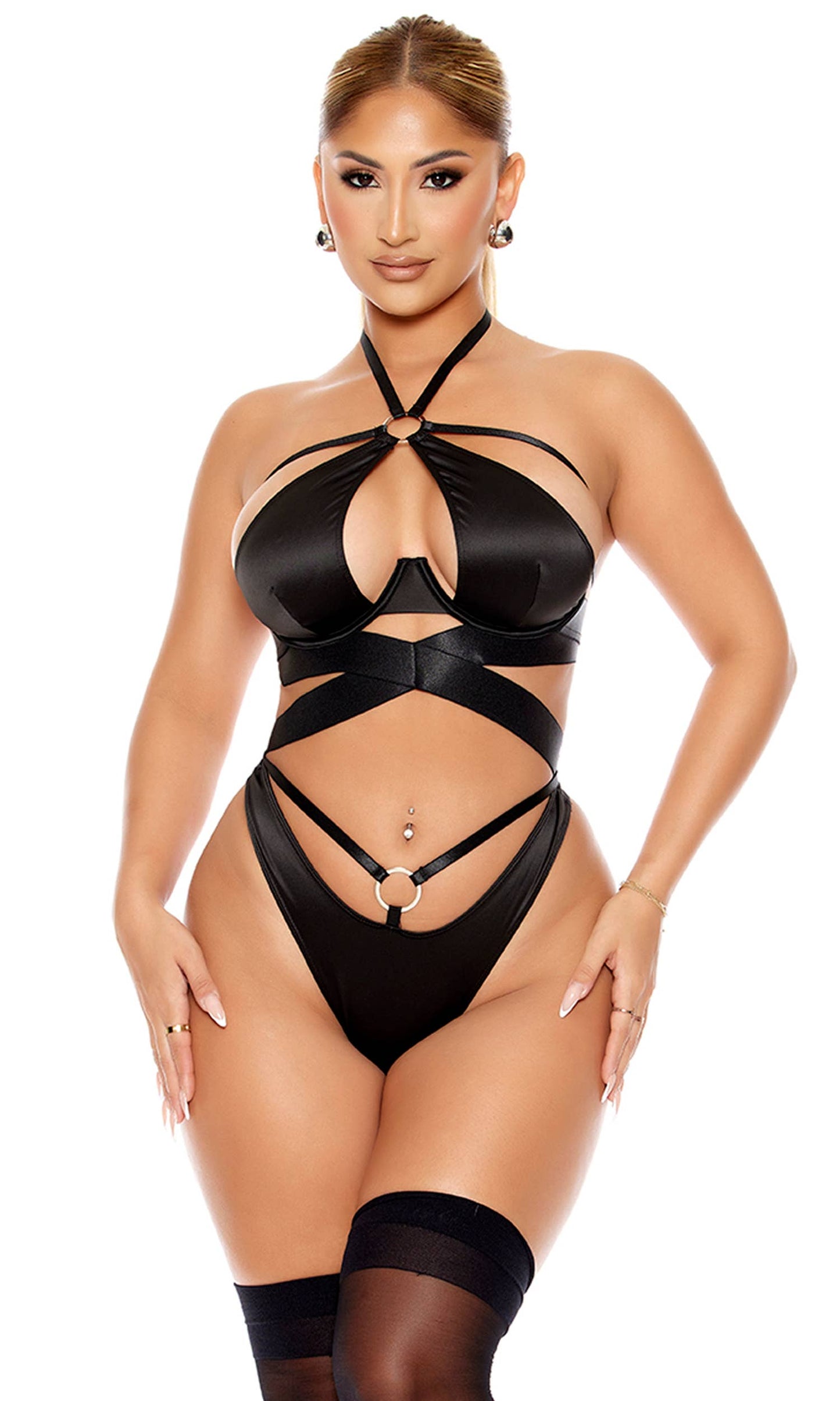 Soft Life Satin Criss Cross Teddy: Red / S