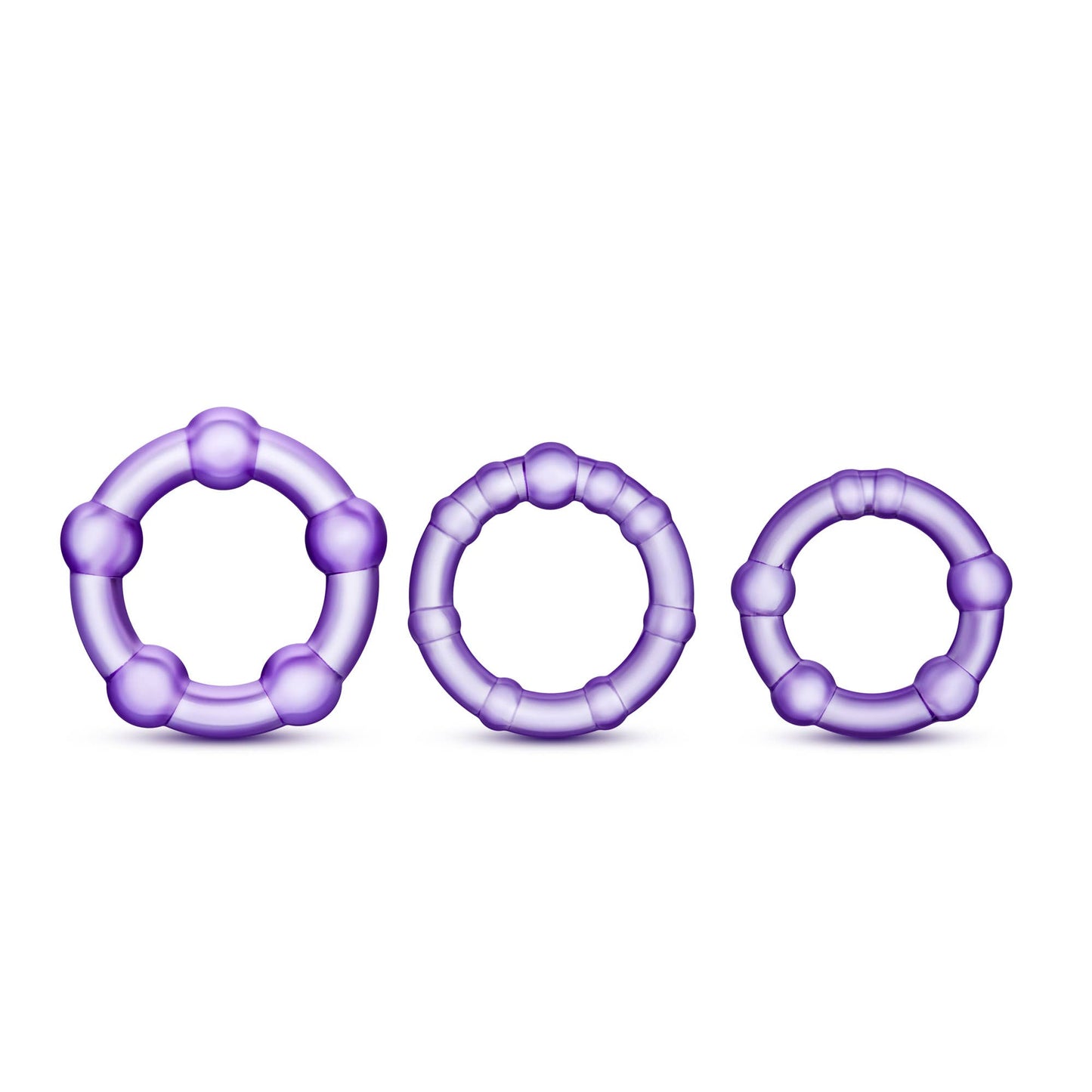 Stay Hard - Beaded Cock Rings - Set of 3: Purple