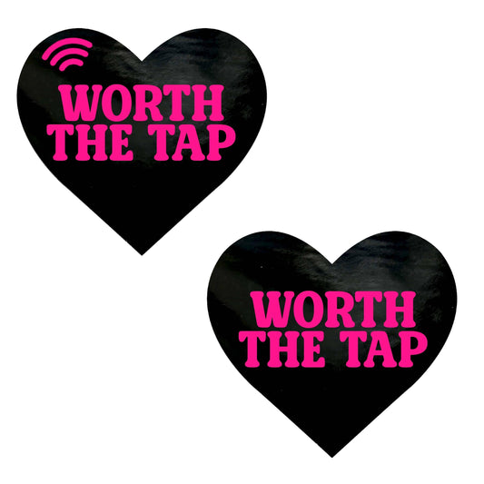 Worth the Tap Hot Pink Heart Smart NFC Pasties | Tap to Tip, Follow & Share Links Instantly: Hot Pink / O/S