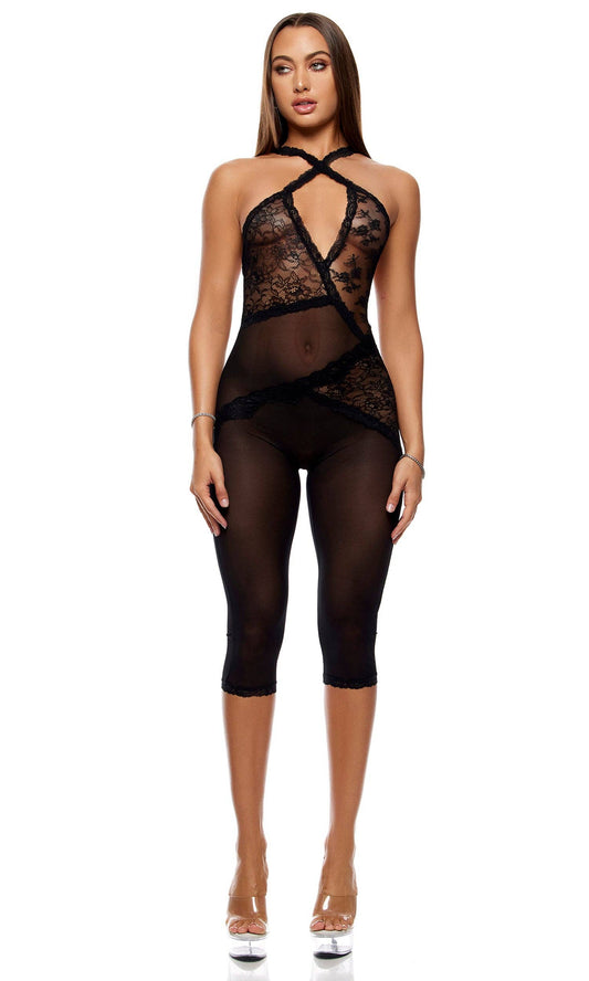 Patch of Petals Lace Capri Catsuit